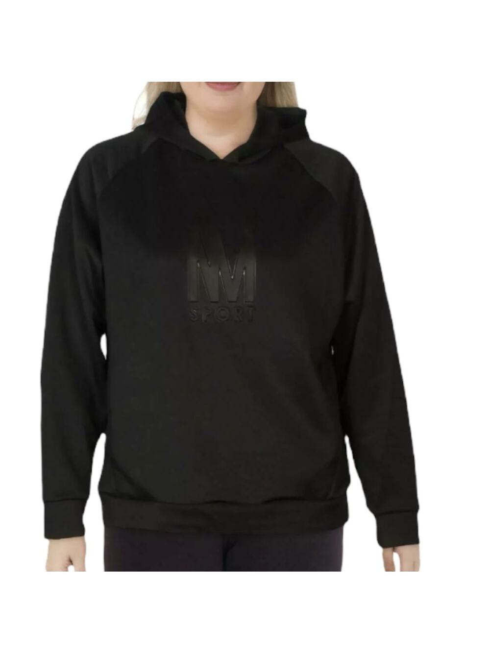 NWT New Nicole Miller Sport Scuba Black Pullover Hoodie Women's Large Cozy Gym L